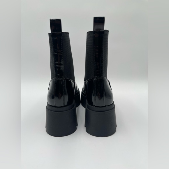 Open Edit Women’s Black Ediris Chelsea Lug Boots Size 6 Patent Chunky Platform - Picture 3 of 13